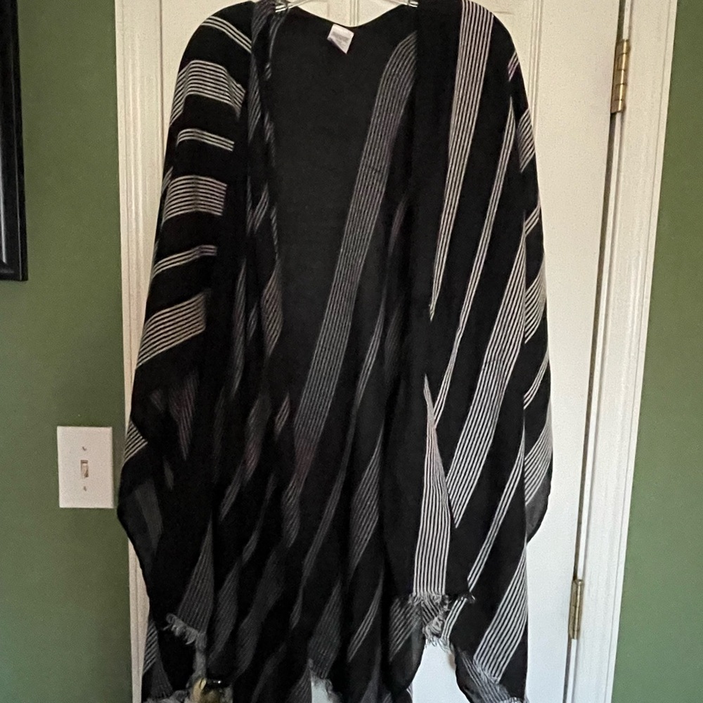 Black and White Striped swim cover up